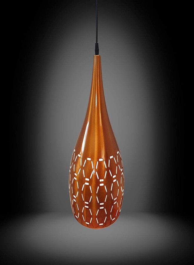 GreyWings Metal Cut Hanging Light Ceiling Pendant Lamp, Orange (Copper Color) Pack of 3 - Image 2